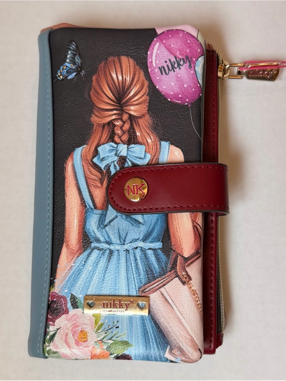 Nicole Lee Multicolor Wallet with Blue Dress & Pink Balloon